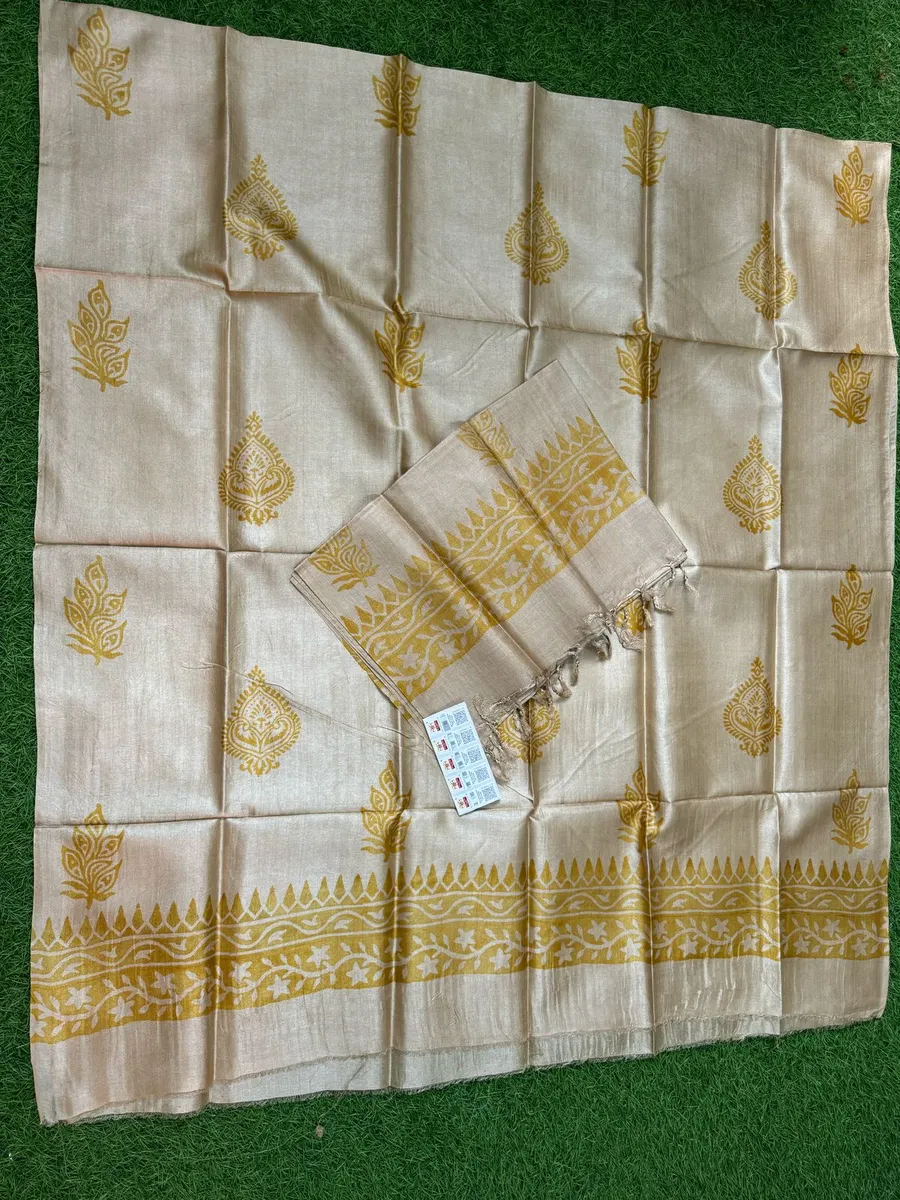 Premium Pure Handloom Tussar Silk Material (Top & Dupatta Only)